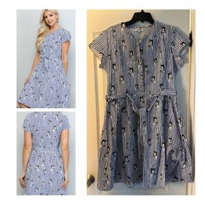 LA Soul Cat Print Midi Dress (Size XL)